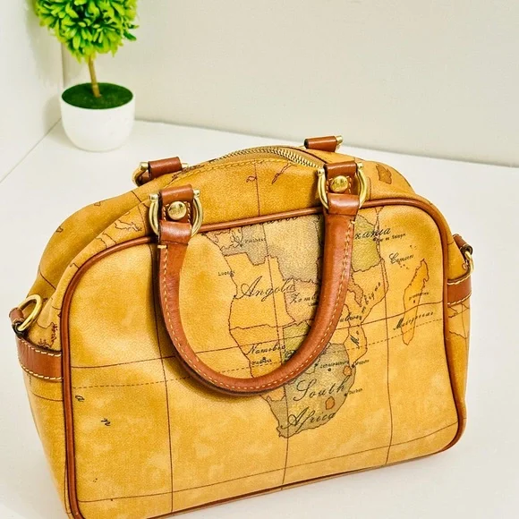 Alviero Martini Brown Map Print purse